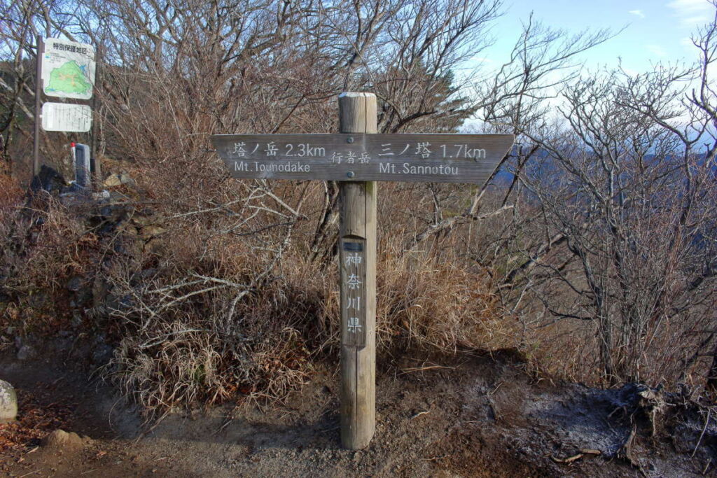 行者ヶ岳のピークに到着！