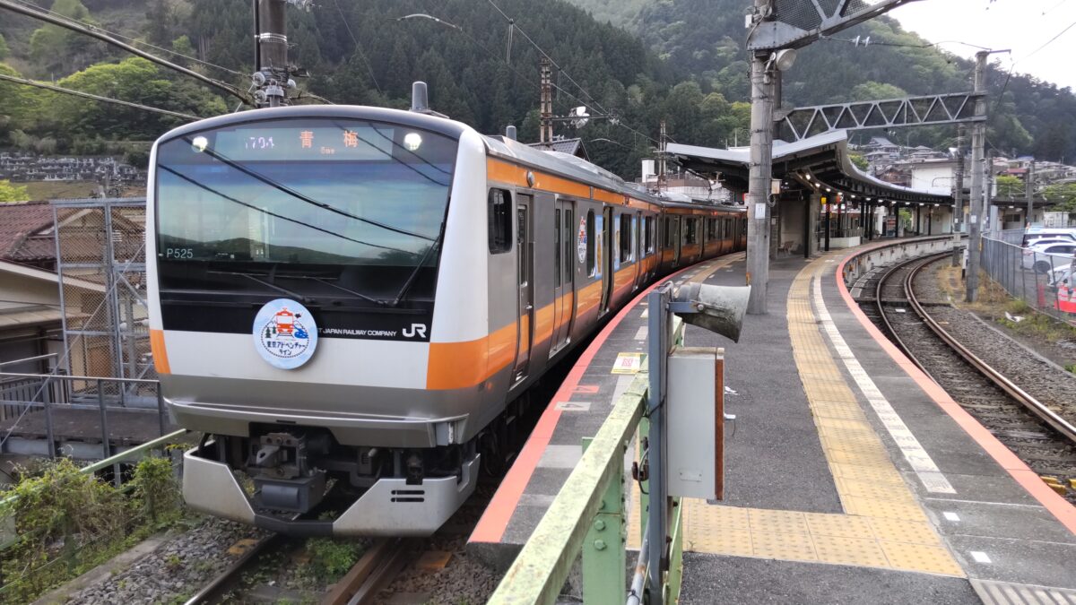 奥多摩駅に停車している青梅線の電車