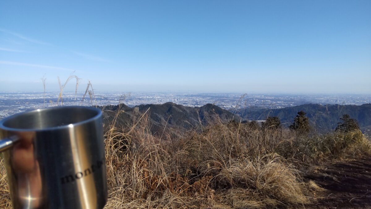 景信山山頂でのコーヒータイム