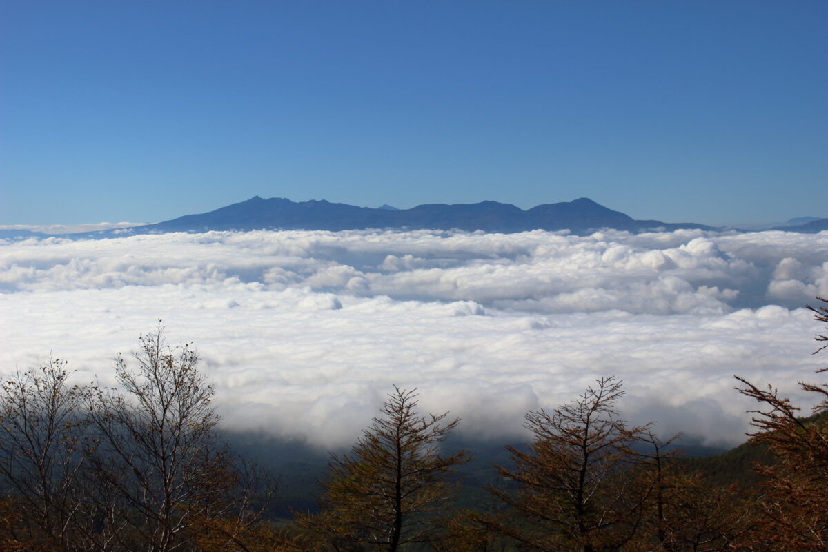 高峰高原から眺める雲海と八ヶ岳