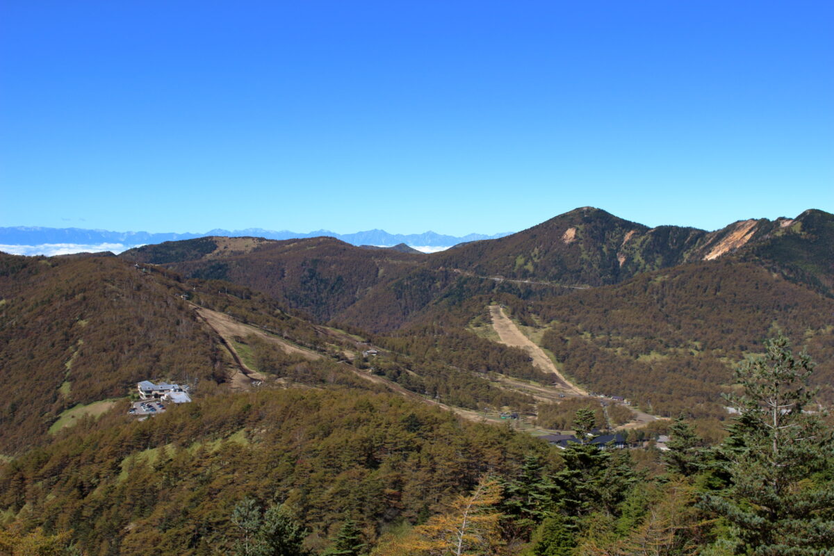 浅間山表コースからの高峰高原の眺め