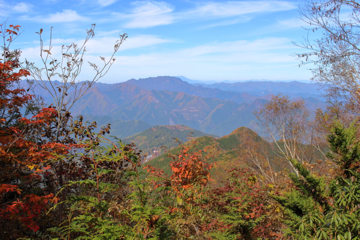 雲取山三峰ルートの途中から眺めた両神山