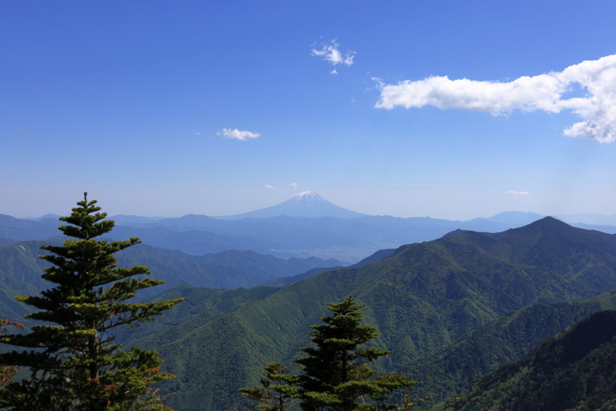 富士山を正面に臨む戸渡尾根からの眺望