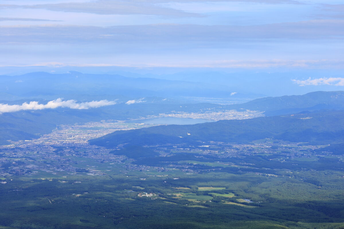 東ギボシ山頂からの諏訪湖の眺め