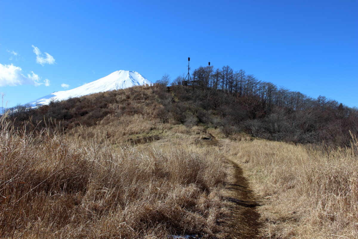 大平山と頭だけ見える富士山
