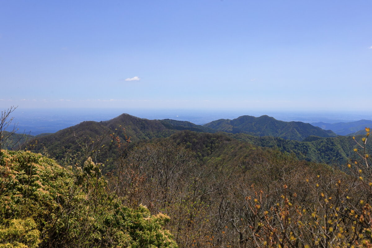 天目山山頂から眺める天目背稜の山並み