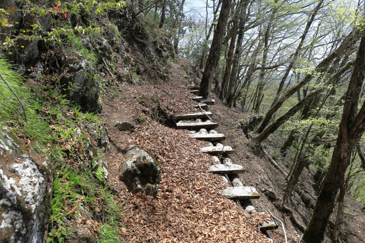 蕎麦粒山近くのやや崩落気味な登山道