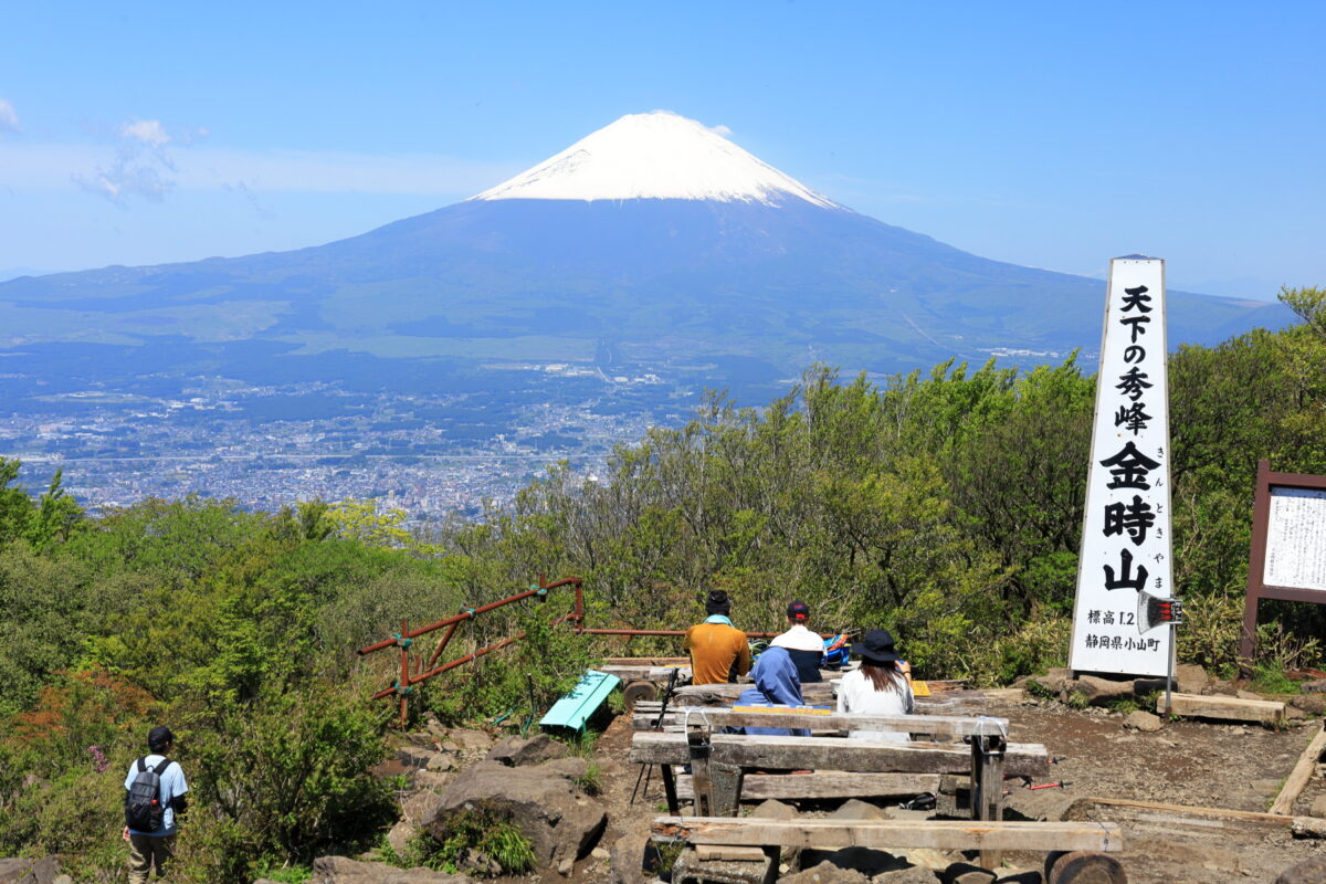 金時山山頂からの富士山の眺め