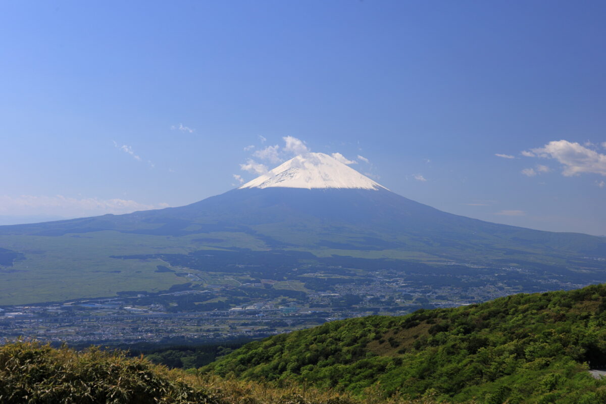 すそ野まできれいに見渡せる富士見ヶ丘公園からの富士山の眺め