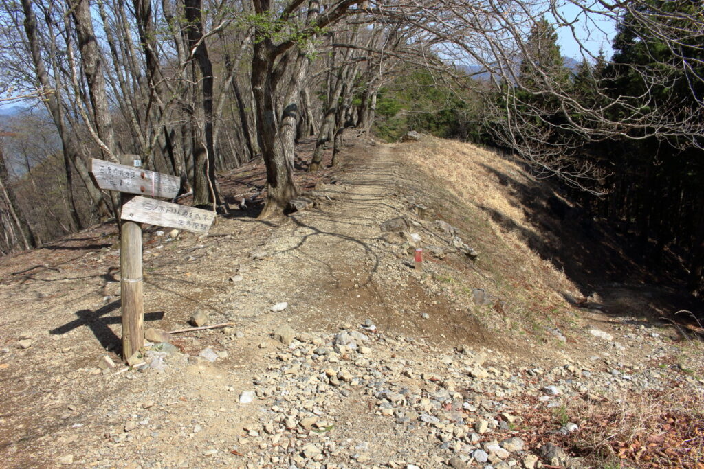 石尾根縦走路の分岐