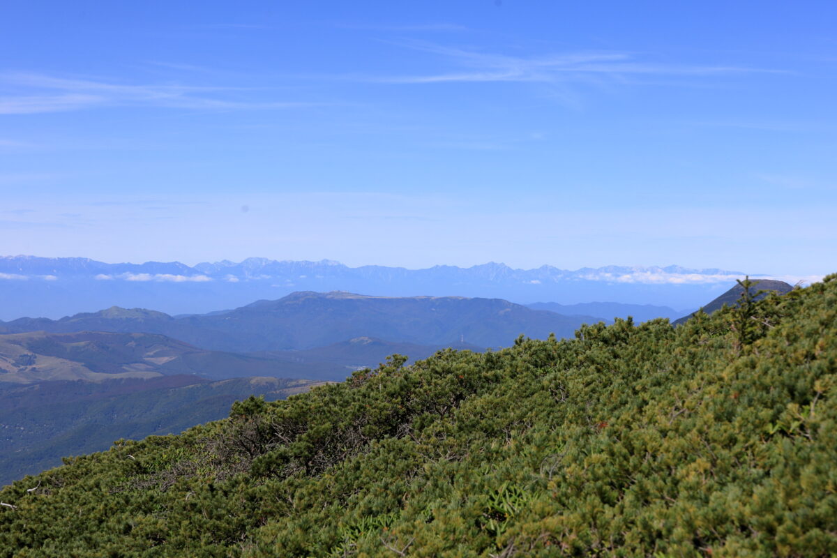 西天狗岳山頂からの北アルプス北部の山々の眺め